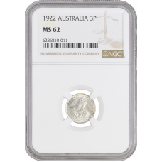 Australia 3 pence 1922, NGC MS62, "King George V (1911 - 1936)"