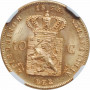 Netherlands 10 gulden 1875, NGC MS66, "King William III (1849 - 1890)"