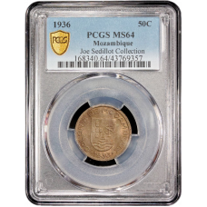 Mozambique 50 centavos 1936, PCGS MS64, "Portuguese colony (1935 - 1974)"