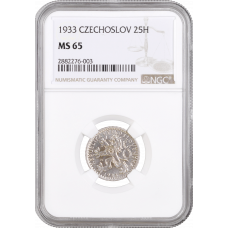 Czechoslovakia 25 heleru 1933, NGC MS65, "First Republic (1919 - 1938)"