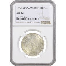 Mozambique 10 escudos 1936, NGC MS62, "Portuguese colony (1935 - 1974)"