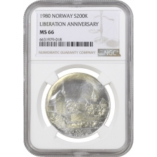 Norwegen 200 Kronen 1980, NGC MS66, "35th Anniversary - Liberation"