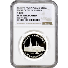 Poland 100 zlotych 1975, NGC PF67 UC PROBA, "Royal Castle in Warsaw"