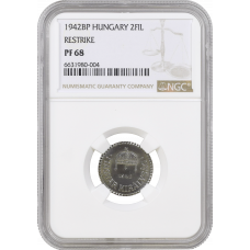 Hungary 2 filler 1942, NGC PF68 RESTRIKE, "Regency (Pengő) (1926 - 1945)" TopPop