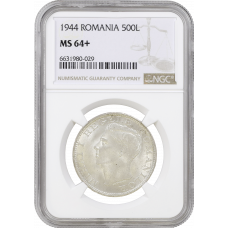 Romania 500 lei 1944, NGC MS64+, "King Michael I (1940 - 1947)"