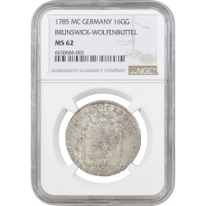 Brunswick-Wolfenbuttel 16 groschen 1785 MC, NGC MS62, "Charles Ferdinand"