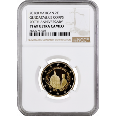 Vatican City 2 euro 2016, NGC PF69 UC, "Corps of Gendarmerie" Top Pop