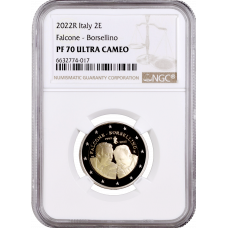 Italy 2 Euro 2022, NGC PF70 UC, "Giovanni Falcone and Paolo Borsellino" Top Pop