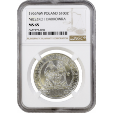 Poland 100 zlotych 1966, NGC MS65, "Polish Millennium"