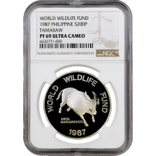 Philippines 200 piso 1987, NGC PF69 UC, "World Wildlife Fund - Tamaraw"