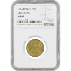 Greenland 50 ore 1926, NGC MS64, "Krone (1926 - 1964)"