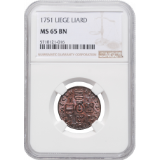 Belgium (Liege) 1 liard 1751, NGC MS65 BN, "John Theodor of Bavaria (1744-1763)"