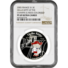 France 1 1/2 euro 2005, NGC PF69 UC, "Kitty on the Champs-Elysées" Top Pop