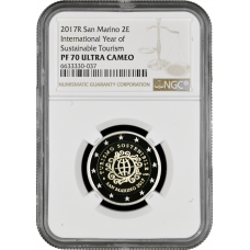 San Marino 2 euro 2017, NGC PF70 UC, "International Year of Tourism" Top Pop