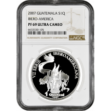 Guatemala 1 Quetzal 2007, NGC PF69 UC, "Ibero-Amerika - Olympische Sportarten"