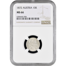 Austria 10 kreuzer 1872, NGC MS66, "Emperor Franz Joseph I (1848 - 1916)"