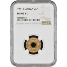 British East Africa 1 cent 1961, NGC MS66 RD, "Queen Elizabeth II (1953 - 1967)"