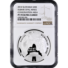 Slovakia 20 euro 2014, NGC PF70 UC, "Conservation Area - Dubnicke Mines" Top Pop