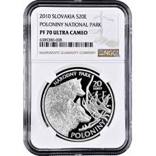 Slovakia 20 euro 2010, NGC PF70 UC, "Poloniny National Park" Top Pop