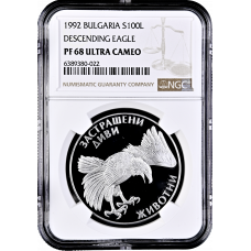 Bulgaria 100 leva 1992, NGC PF68 UC, "Endangered Species - Eagle"