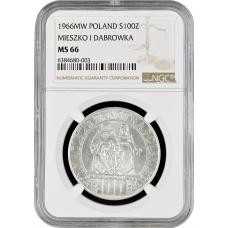 Poland 100 zlotych 1966, NGC MS66, "Polish Millennium"