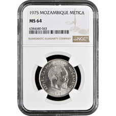 Mozambique 1 metica 1975, NGC MS64, "Republic of Mozambique (1975 - 1979)"