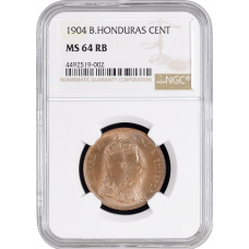 British Honduras 1 cent 1904, NGC MS64 RB, "King Edward VII (1902 - 1910)"