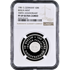 Germany - GDR 10 mark 1981, NGC PF69 UC, "700th Anniversary - Coinage in Berlin"