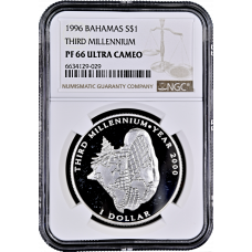 Bahamas 1 dollar 1996, NGC PF66 UC, "Third Millennium"