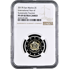 San Marino 2 euro 2017, NGC PF69 UC, "International Year of Tourism"