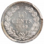 Нидерланды 10 центов 1849 г., PCGS MS66+, "Король Виллем II (1840 - 1849)"