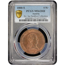 Austria 6 kreuzer 1800 S, PCGS MS62 RB, "Emperor Franz II (1792 - 1835)"