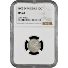 Danish West Indies 10 cents 1905, NGC MS62, "King Christian IX (1873 - 1906)"