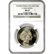 Poland 100 zlotych 1975, NGC MS67 PROBA, "Ignacy Jan Paderewski"