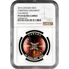 Canada 25 dollars 2015, NGC PF69 UC, "Christmas Ornament"