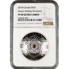 Canada 25 dollars 2018, NGC PF69 UC, "Classic Holiday Ornament"