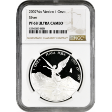 Mexico 1 onza 2007, NGC PF68 UC, "Silver Bullion Coinage "Liberty"