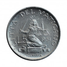 Vatikan 5 Lire 1961, UNC, "Papst Johannes XXIII (1959 - 1962)"