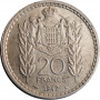 Monaco 20 francs 1947, UNC, "Prince Louis II (1922 - 1949)"