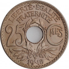 France 25 centimes 1918, BU, "Third Republic (1870 - 1941)"