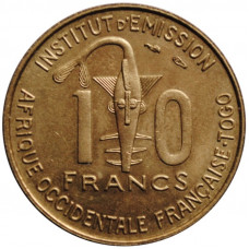 French West Africa 10 francs 1957,  BU, "French colony (1944 - 1958)"