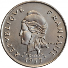 French Polynesia 10 francs 1973, UNC, "French overseas collectivity (1965 - 2018)"