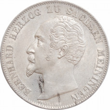 Saxe-Meiningen 2 gulden 1854, AU, "Duke Bernhard II (1803 - 1866)"