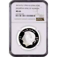 Algeria 10 dinars 1994, NGC MS66,, "King of Numidia Jugurtha (154 - 104BC)"