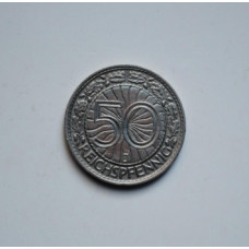 Германия 50 рейхспфеннигов 1938 г. J, XF, "Веймарская Республика (Рейхсмарка) (1924 - 1938)"