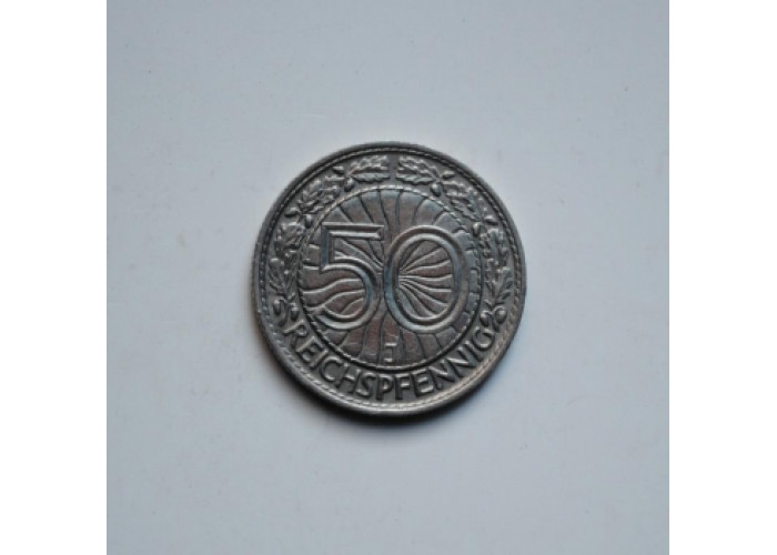 Germany 50 reichspfennig 1938 J, XF, "Weimar Republic (Reichsmark) (1924-1938)"