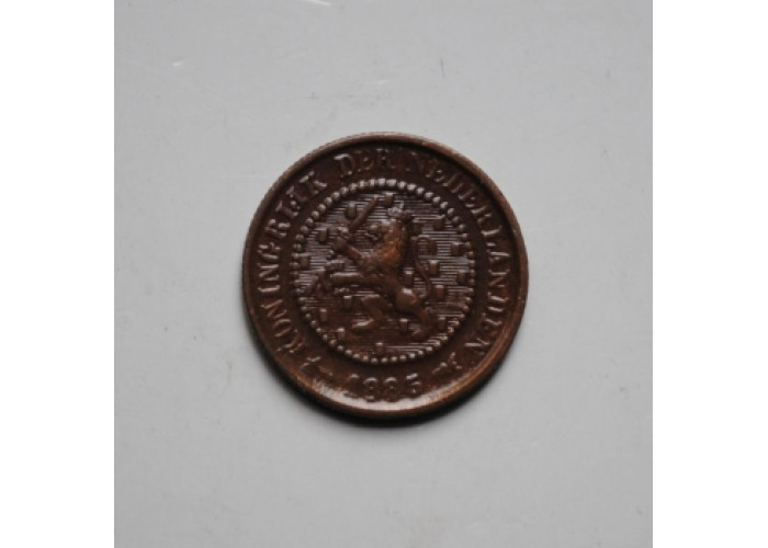 Нидерланды 1/2 цента 1885 г., XF, "Король Виллем III (1849 - 1890)"