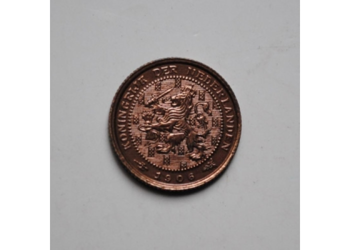 Нидерланды 1/2 цента 1906 г., UNC, "Королева Вильгельмина (1890 - 1948)"